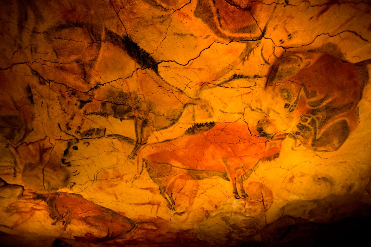 Bison Painting في ألتاميرا الكهوف ، متحف العصر الحجري القديم العلوي ، سانتاندر ، كانتابريا ، إسبانيا بواسطة غير معروف