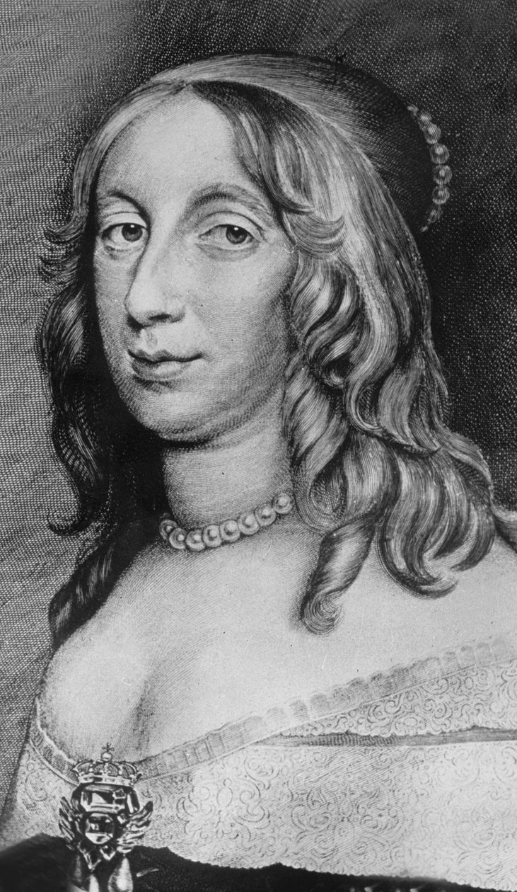 كريستينا (1626-1689) ابنة غوستافأدولف ملكة السويد في 1632-1654. نقش ملون ، القرن التاسع عشر بواسطة غير معروف