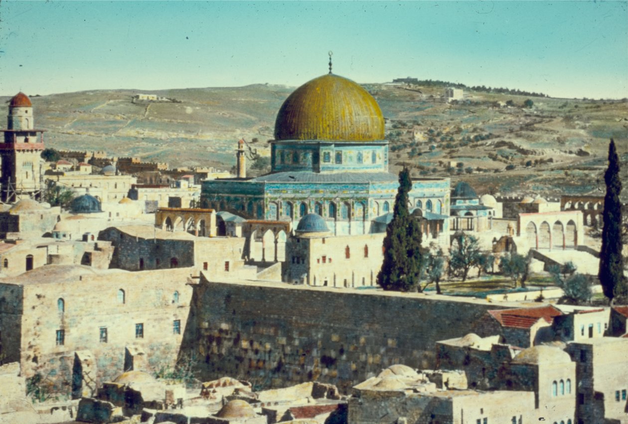 القدس: قبة الصخرة والجدار الغربي ، 1950 (صورة ملونة) بواسطة غير معروف غير معروف