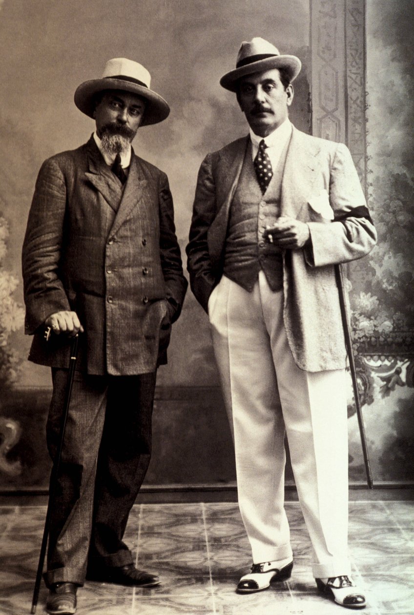 لويجي إيليكا مع جياكومو بوتشيني (1858-1924) بواسطة غير معروف