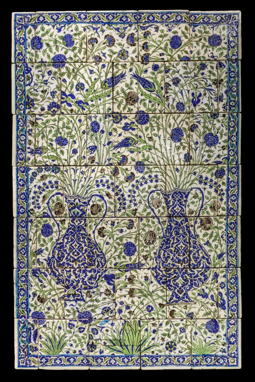 لوحة بتكوين الأزهار. سوريا ، دمشق ، 1550-1650. سيراميك ، ديكور مطلى بالزجاج. متحف اللوفر بواسطة غير معروف