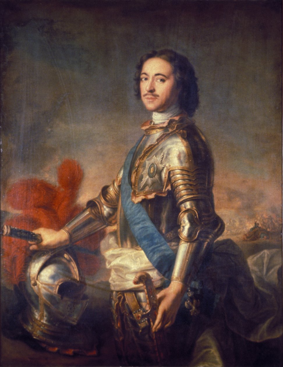 صورة القيصر بطرس الأكبر لروسيا (بطرس الأول: 1672 - 1725) بقلم ج ، م ، ناتير. بواسطة غير معروف
