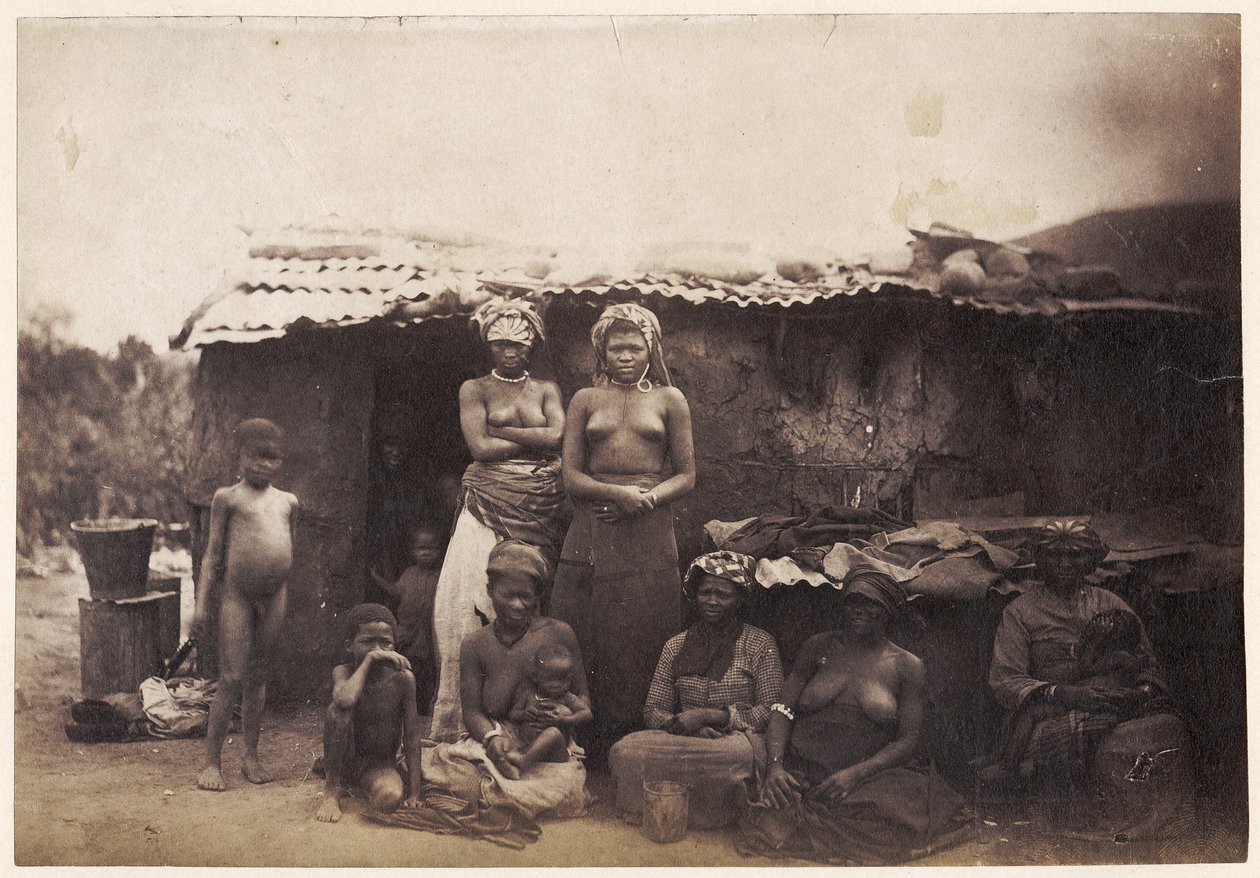 النساء والأطفال ، جنوب شرق أفريقيا ، c.1880 (مطبوعة زخرفية) بواسطة غير معروف