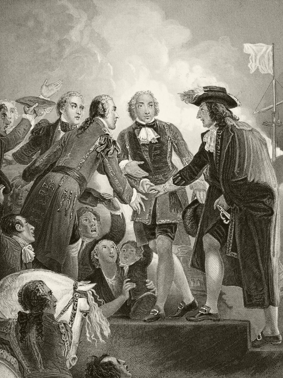 وليام الثالث من أورانج هبط في بريكسهام مع جيشه الهولندي في 5 نوفمبر 1688 ، من "التاريخ الوطني والمحلي لإنجلترا" بقلم ويليام هيكمان سميث أوبري (1858-1916) نشر لندن ، c.189 بواسطة مدرسة اللغة الإنجليزية