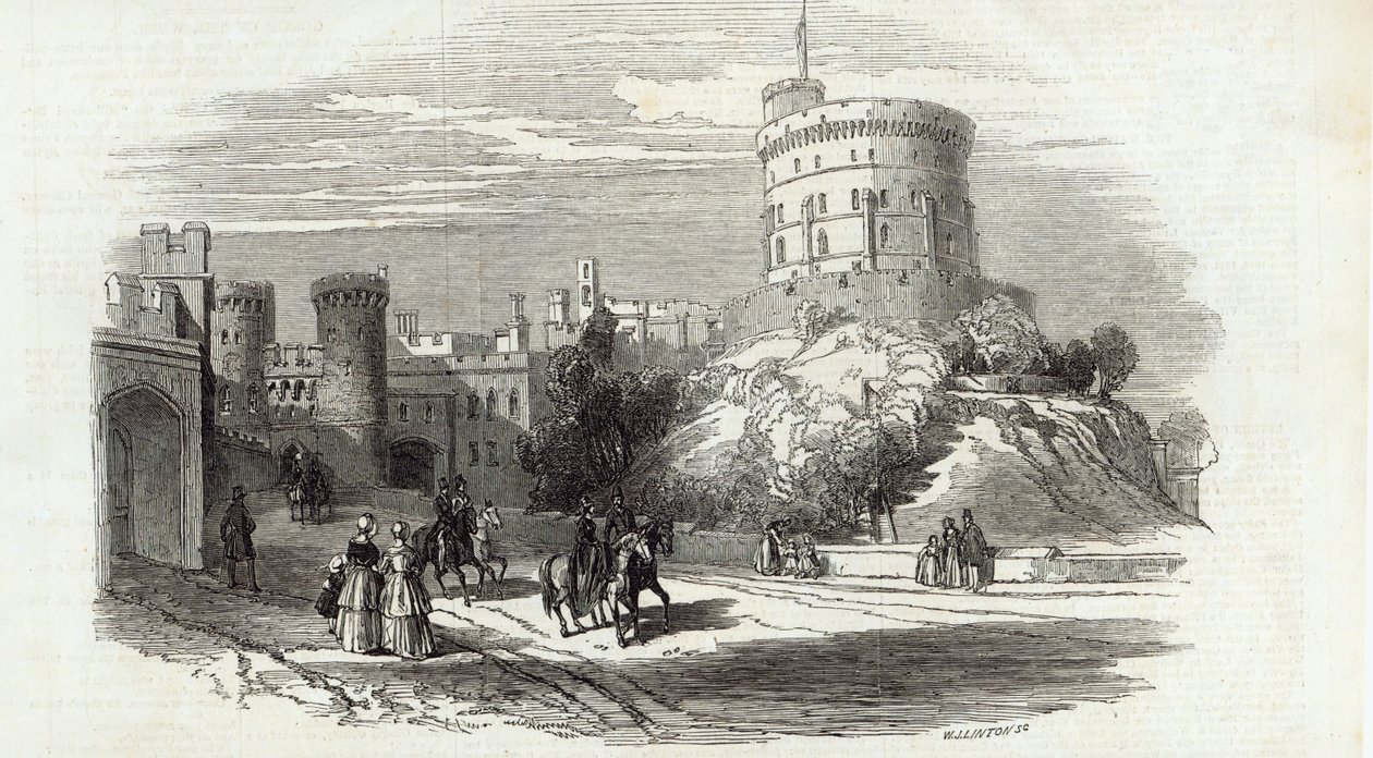 قلعة وندسور - البرج الدائري ، من أخبار لندن المصورة ، 26 سبتمبر 1846 (النقش) بواسطة مدرسة اللغة الإنجليزية