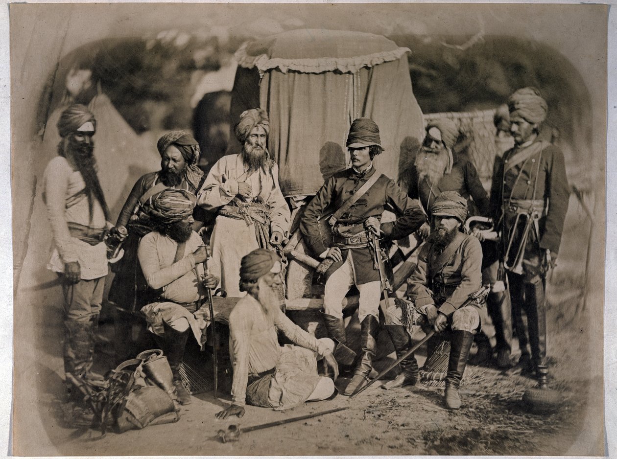 مجموعة ضباط ورجال السيخ ، 1858 بواسطة مصور انجليزى