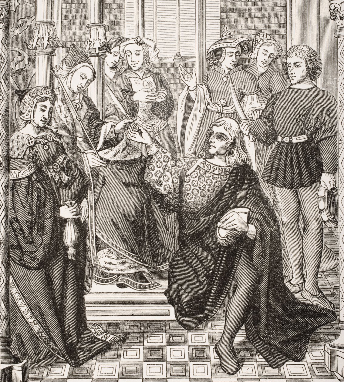 أعطت الملكة Fredegond أوامر لرجلين من Terouanne لاغتيال Sigbert ، ملك Austrasia ، من "Le Moyen Age et La Renaissance" بواسطة Paul Lacroix (1806-1884) المنشورة عام 1847 بواسطة المدرسة الفرنسية
