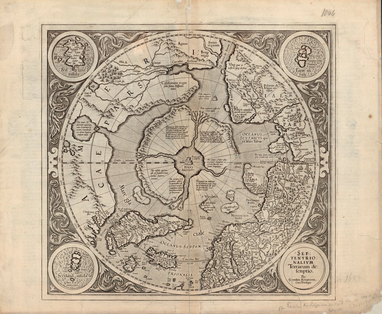 نُشرت الخريطة عام (1628) موضحًا القطب الشمالي والأقاليم الشمالية بواسطة غير معروف غير معروف