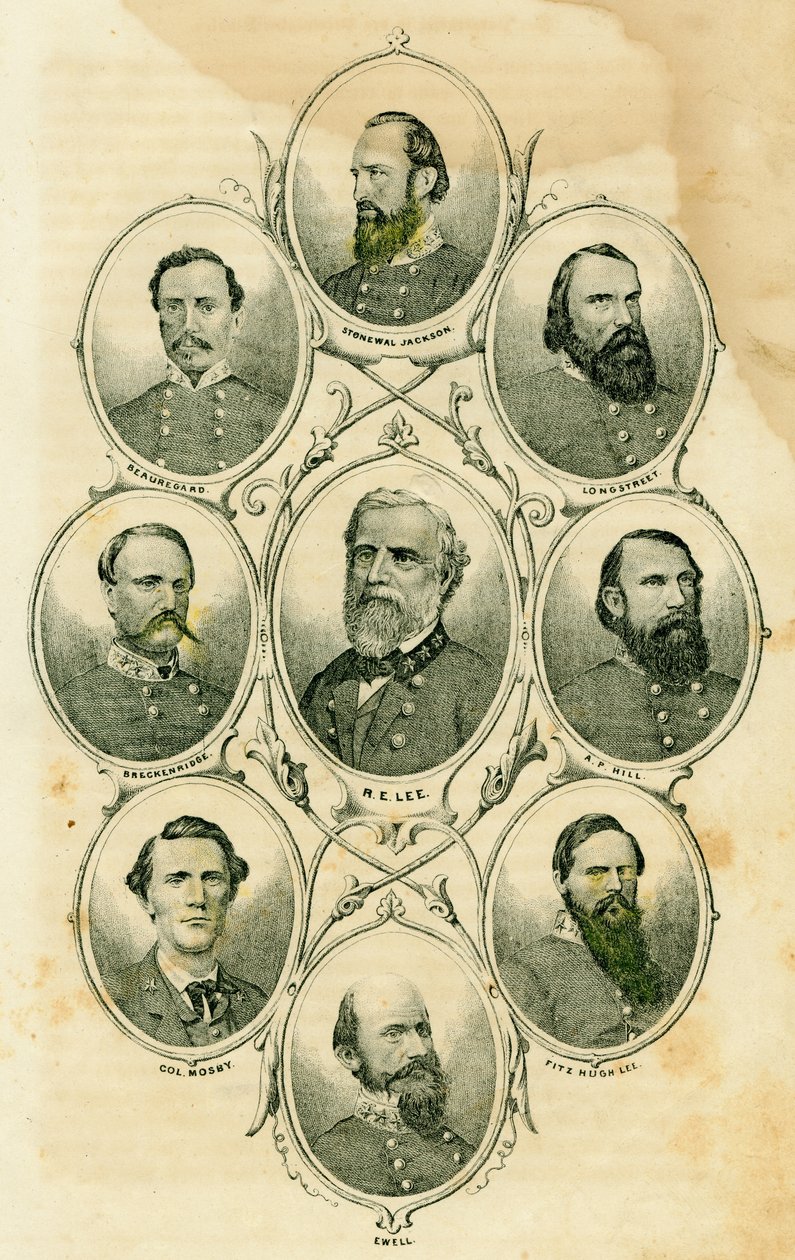 الجنرالات الكونفدراليون (تشمل الموضوعات الجنرالات Stonewall Jackson و Longstreet و AP Hill و Fitzhugh Lee و Ewell و Greckenridge و Beauregard و Lee and Col. Mosby) بواسطة غير معروف