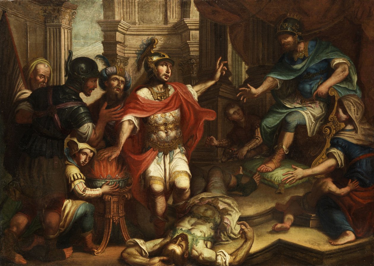 Scaevola تضع يدها في النار. بواسطة غير معروف