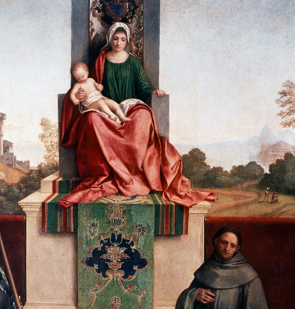 Madonna and Child between Saint Nicasius and Saint Francis, also known as Castelfranco Madonna, c.1502 (tempera on panel) بواسطة جيورجيون