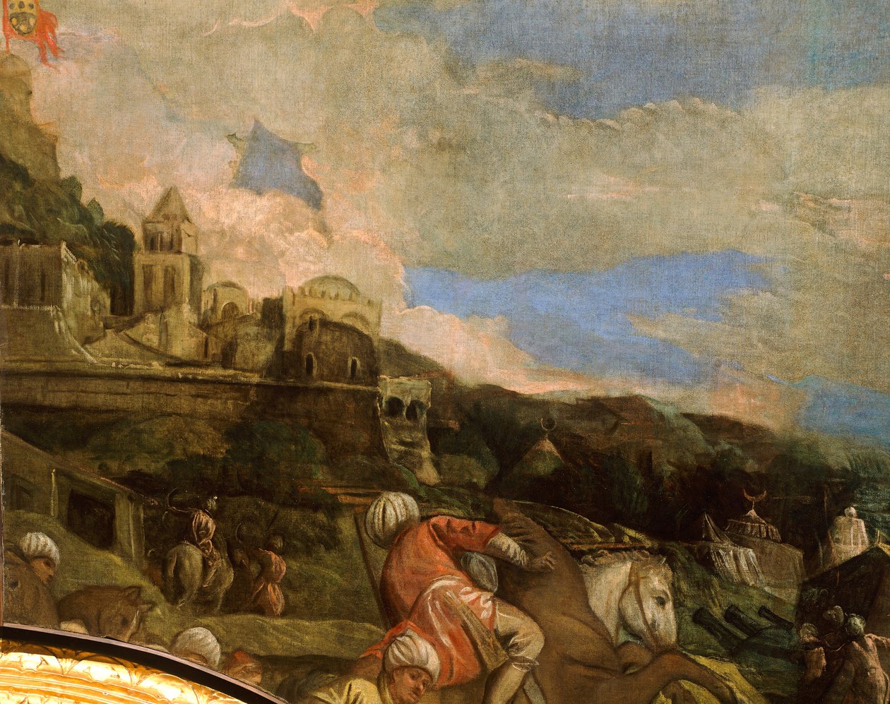 أنطونيو لوريدان يحرر سكوتاري بواسطة باولو فيرونيزي (1528-1588) ، التفاصيل ، Sala del Maggior Consiglio (Hall of Great Council) ، Palazzo Ducale ، البندقية بواسطة (1528 88) فيرونيز