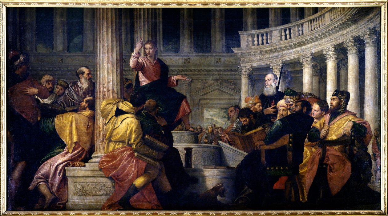 السيد المسيح يتحدث إلى الأطباء. لوحة لباولو فيرونيز (1528-1588) بواسطة فيرونيز