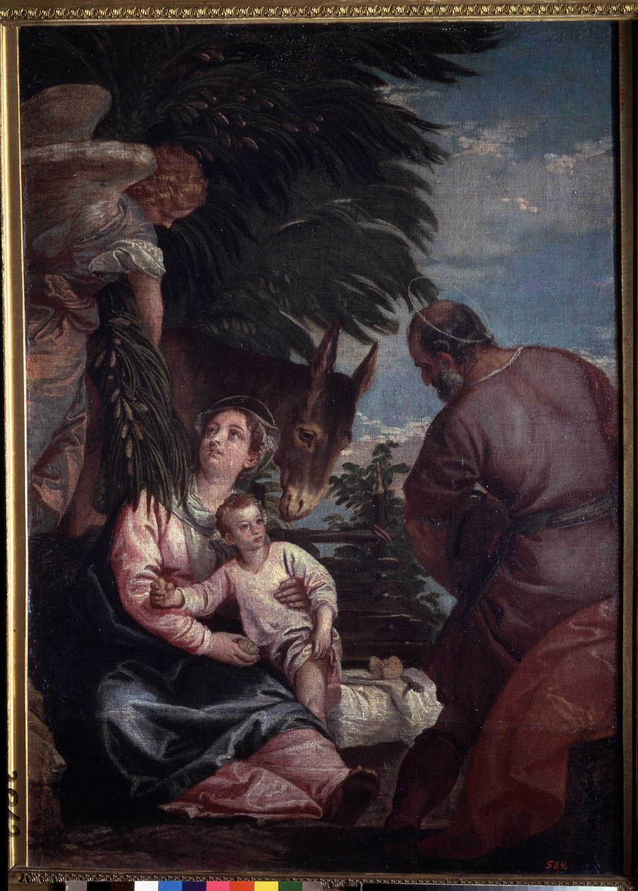 استرح في الرحلة إلى مصر. لوحة لباولو فيرونيز (1528-1588). زيت على قماش بواسطة فيرونيز