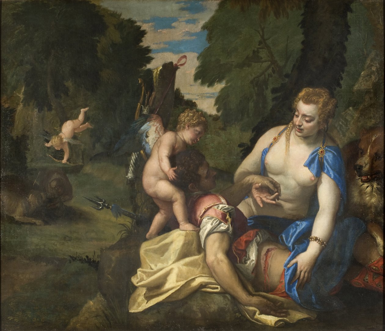 Venus pleurant Adonis - Venus Mourning Adonis ، بواسطة Veronese ، Paolo (1528-1588). زيت على قماش. الأبعاد: 145 × 173.5 سم. المتحف الوطني ستوكهولم بواسطة فيرونيز