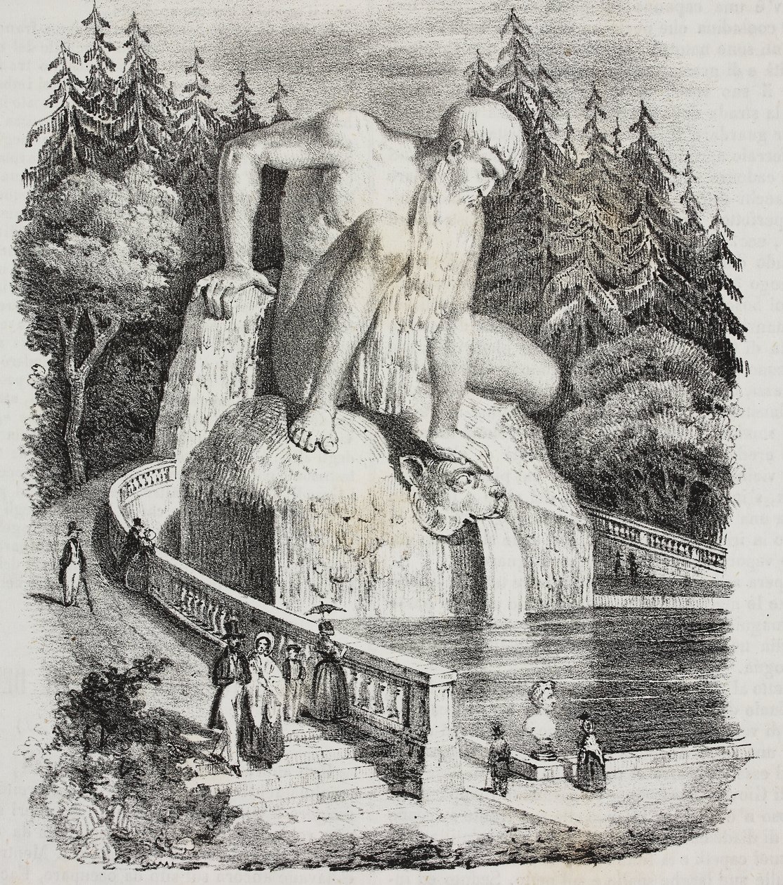 Colossus of Apennines (بواسطة Giambologna) في حديقة Villa Demidoff (Villa Medicea of Pratolino) ، فاجليا ، توسكانا ، إيطاليا ، طباعة حجرية لجيوفاني مارياني من بوليوراما بيتوريسكو ، رقم 10 ، 15 أكتوبر بواسطة Giambologna