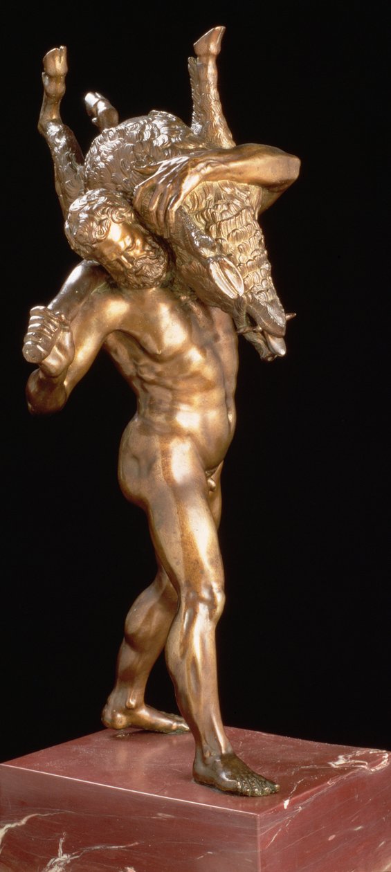 هرقل والخنزير الإريمانثي (برونزي مذهب) بواسطة Giambologna
