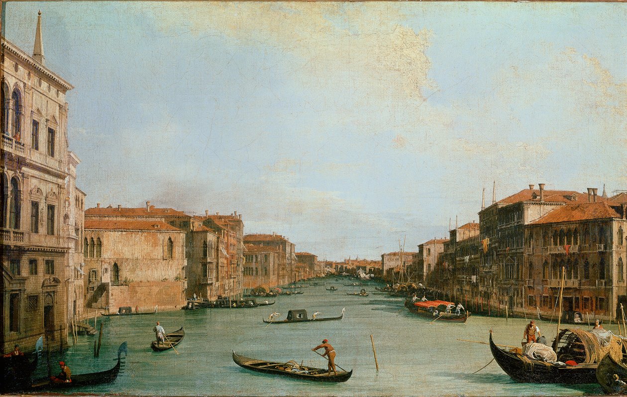 The Grand Canal seen from the Palazzo Balbi (Il Canal Grande da Palazzo Balbi). View of Venice along the Canal. Painting by Giovanni Antonio Canal detto il Canaletto (1697-1768). Oil on canvas. Dim: 45x73cm. Firenze, Galleria degli Uffizi (Florence, Uffizi بواسطة كاناليتو