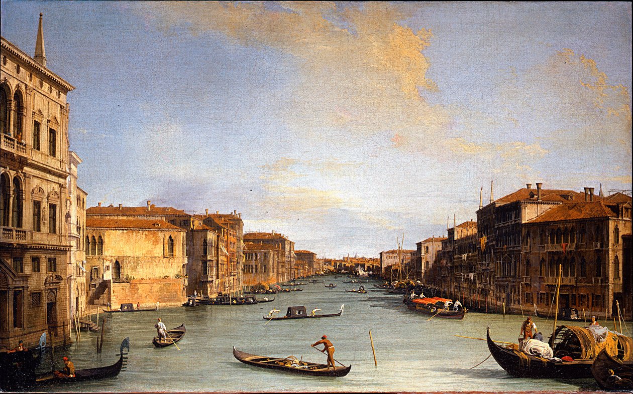 Vue du Grand Canal (البندقية ، إيطاليا) (منظر للقناة الكبرى) - لوحة لجيوفاني أنطونيو كانال ديت كاناليتو (1697-1768) ، زيت على قماش (45x73 سم) بواسطة كاناليتو