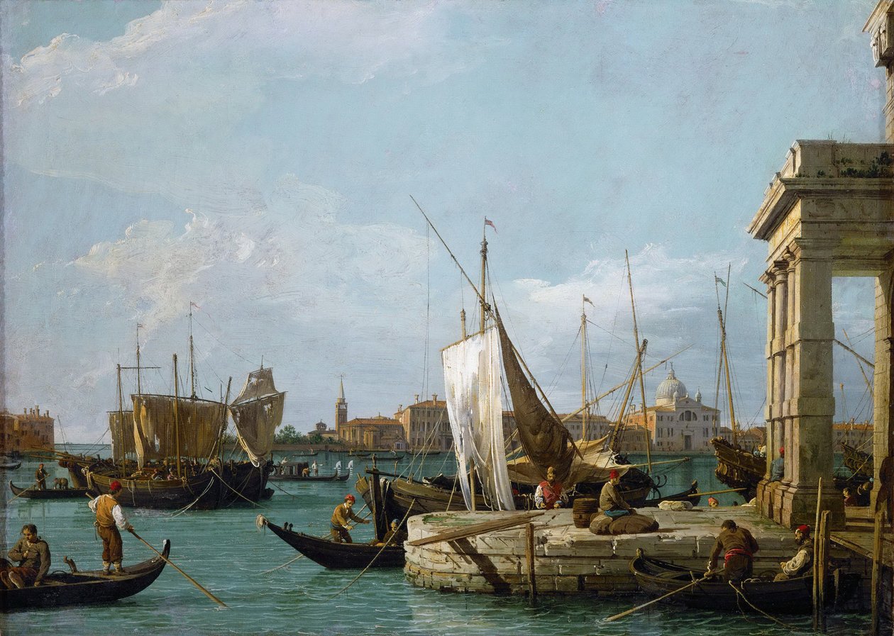 روكوكو: بونتا ديلا دوجانا (الجمارك) في فينيسيا باري كاناليتو (1697-1768) ، ج. 1725. ألوان زيتية على قماش ، 46x63.4. متحف تاريخ الفن ، فيين بواسطة كاناليتو