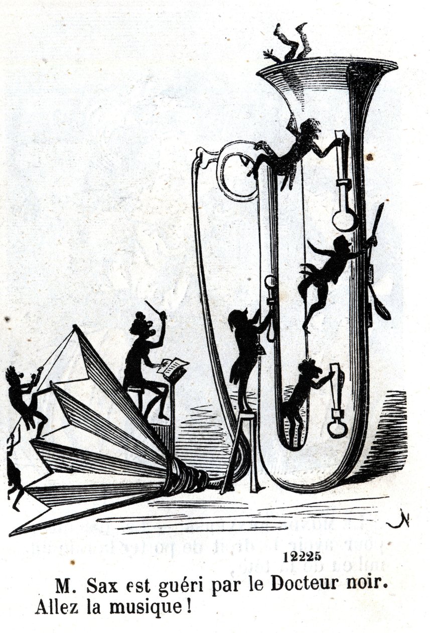 أصيب السيد ساكس على يد الطبيب الأسود. (Adolphe (Adolph) Sax ، مخترع الساكسفون (1814-1894). بواسطة نادار