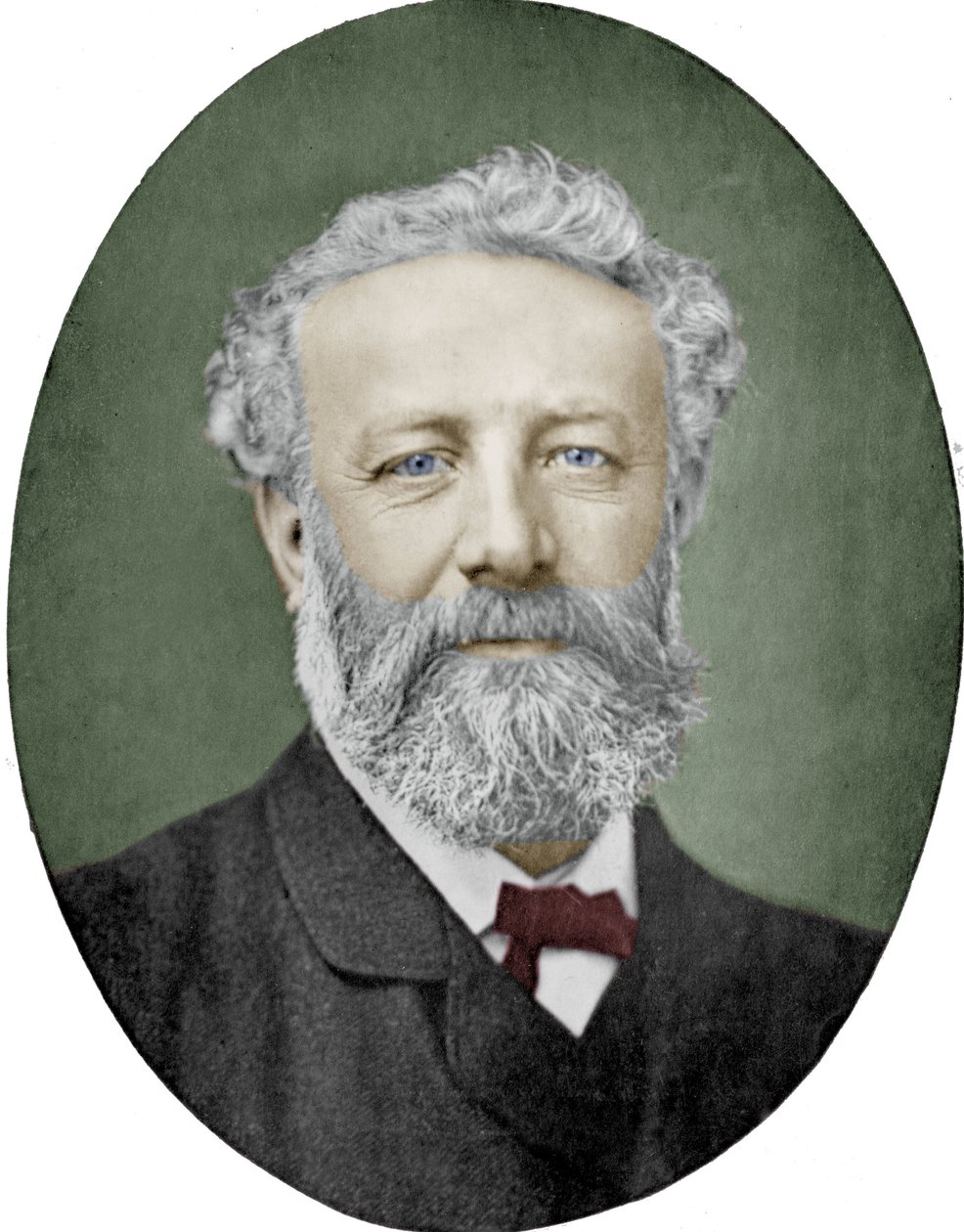 جول فيرن (1828-1905)، روائي فرنسي، تصوير نادر، صورة ملونة بواسطة (1820 ـ 1910) نادر