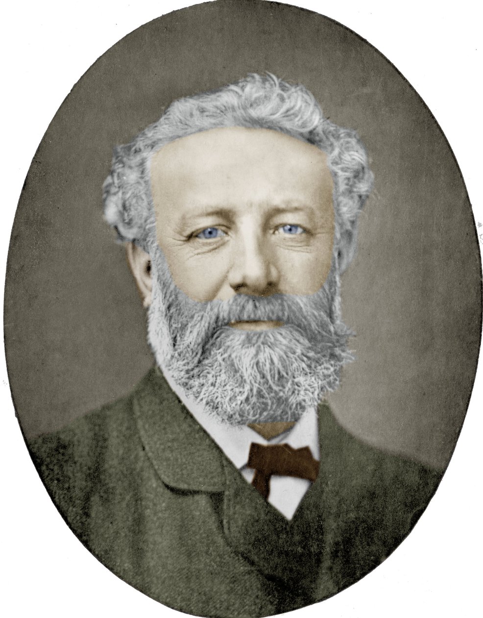 جول فيرن (1828-1905)، روائي فرنسي، تصوير نادر، صورة ملونة بواسطة (1820 ـ 1910) نادر