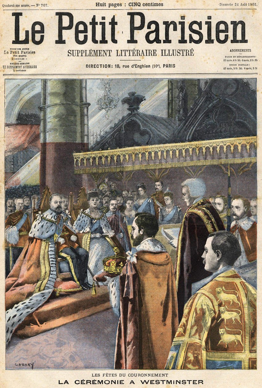 تتويج إدوارد السابع في وستمنستر. Cover The Little Parisien "" ، 24/08/1902 "(نقش) بواسطة (بعد) كاري