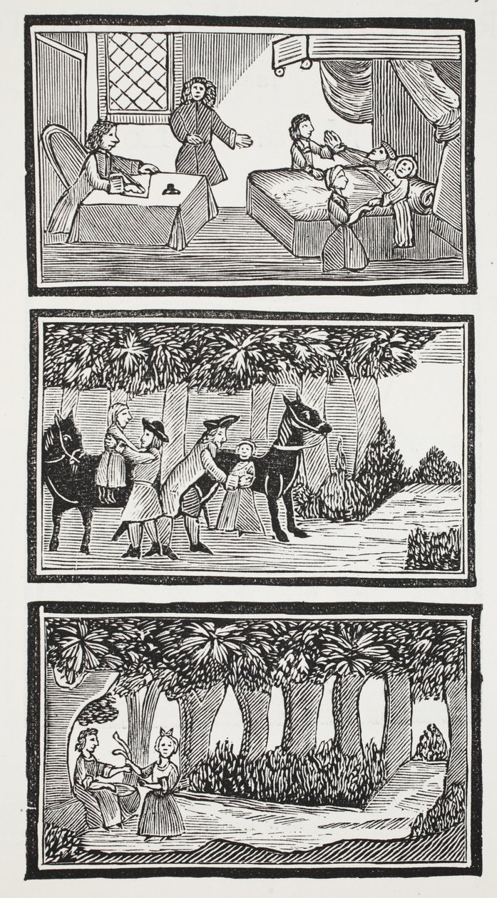 تاريخ الطفلين في الغابة ، رسم توضيحي من "كتب الفصل من القرن الثامن عشر" لجون أشتون ، حانة. 1882 (ليثو) بواسطة (بعد) المدرسة الإنجليزية