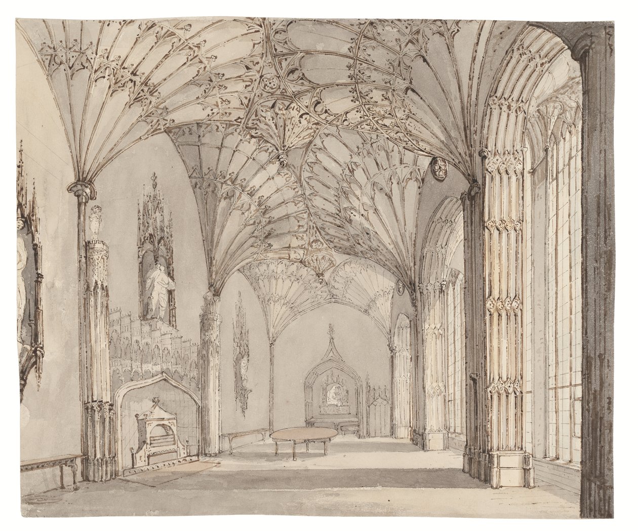 غرفة الطعام في Arbury Hall، Nuneaton، Warwickshire، c. 1810 بواسطة (بعد) المدرسة الإنجليزية