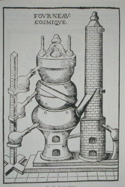 الفرن الكوني ، من "La Theotechnie Ergocosmique" لأنيبال بارليت (1653) موضحة في تاريخ السحر الذي نُشر في أواخر القرن التاسع عشر (litho) بواسطة (بعد) المدرسة الفرنسية