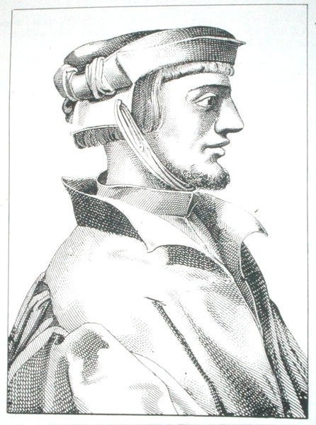 Agrippa von Nettesheim (1486-1535) نسخة من رسم توضيحي من "Das Kloster" vol II بواسطة J Scheible ، شتوتغارت 1845 ، مستخدم في "تاريخ السحر" ، نُشر في أواخر القرن التاسع عشر (نقش) بواسطة (بعد) المدرسة الألمانية