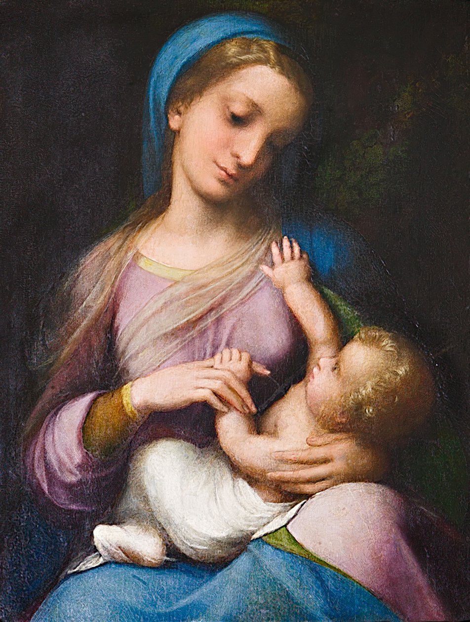 مادونا والطفل أو مادونا كامبوري (زيت على لوح) بواسطة (1489-1534) كوريجيو