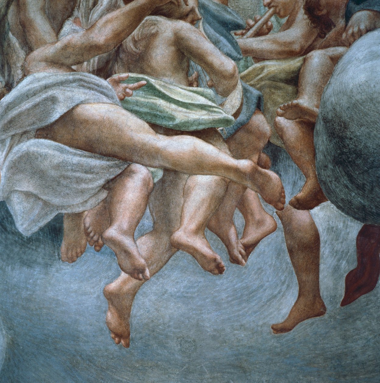 Angels, detail of frescoes from section of Abraham and Isaac, from dome of Parma Cathedral, by Antonio Allegri Da Correggio (1489-1534) بواسطة (1489-1534) كوريجيو