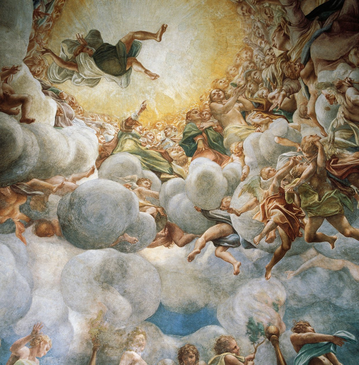 Eve and Mary ascending, detail from Assumption of Virgin بواسطة (1489-1534) كوريجيو