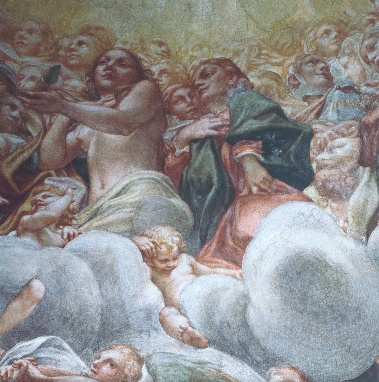 شكل حواء ، تفاصيل من Assumption of Virgin in Heaven ، بواسطة أنطونيو أليجري دا كوريجيو (1489-1534) ، لوحة جدارية ، كاتدرائية قبة بارما ، إيطاليا بواسطة (1489-1534) كوريجيو