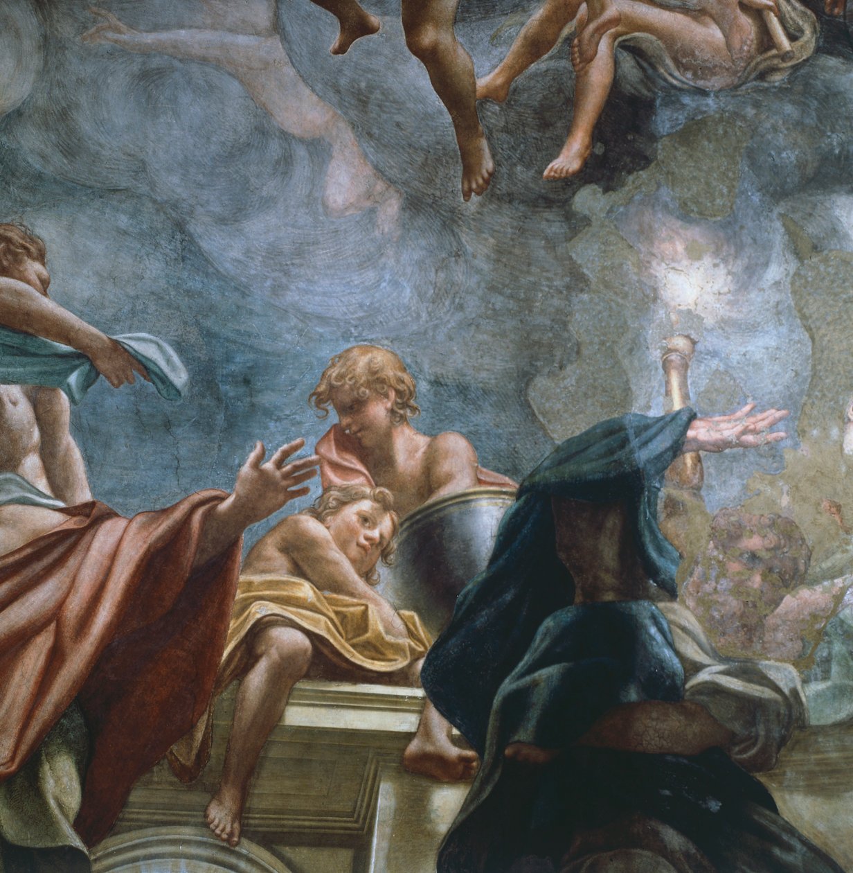 Figure of apostle, detail of frescoes of dome of Parma Cathedral, by Antonio Allegri Da Correggio (1489-1534) بواسطة (1489-1534) كوريجيو