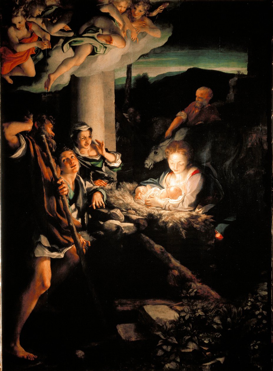 ليلة مقدسة (Nativite). لوحة من قبل أنطونيو أليجري ديت إيل كوريجيو (The Correge بواسطة (1489-1534) كوريجيو