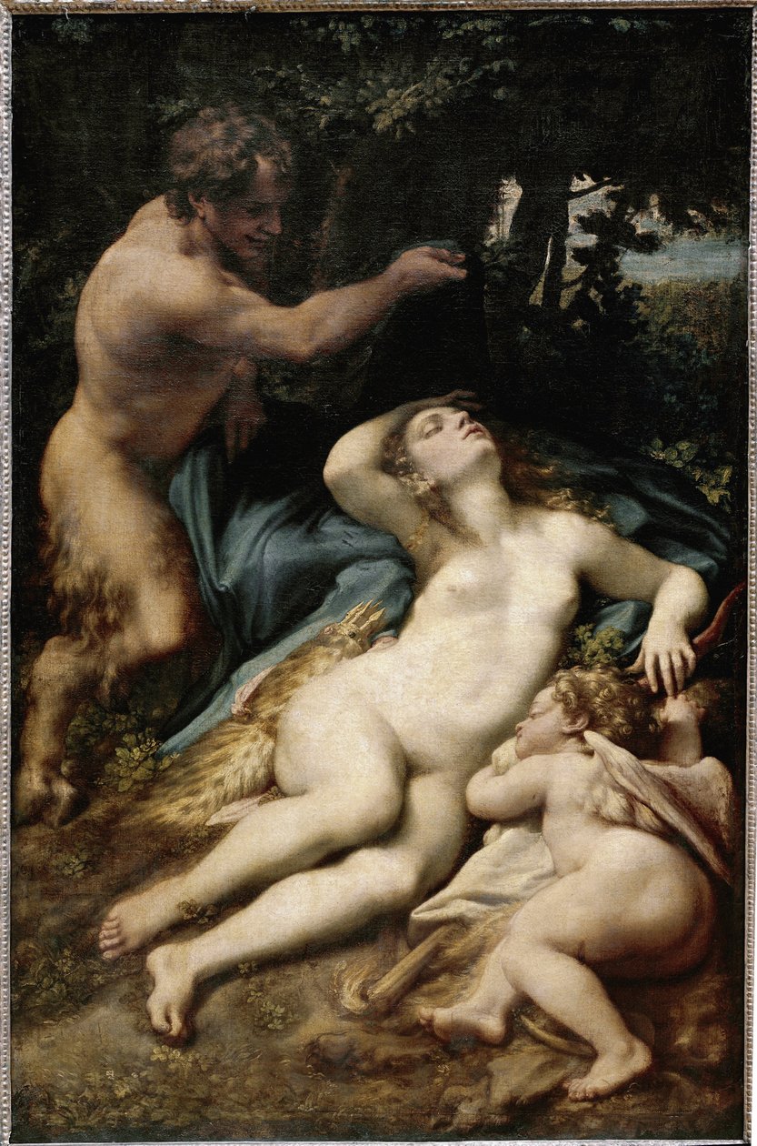 كوكب المشتري و Antiope (أو الزهرة مع كيوبيد وساتير) (زيت على قماش بواسطة (1489-1534) كوريجيو