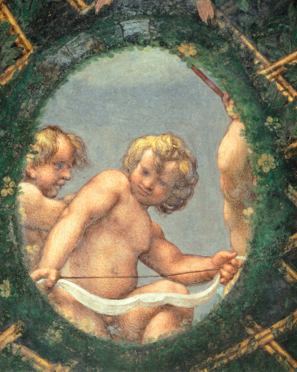 Ovate with cherubs, fresco by Antonio Allegri Da Correggio (1489-1534) Abbess