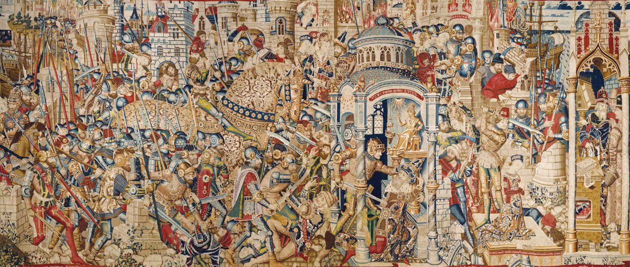 حرب طروادة: تدمير طروادة ، حوالي 1470 (نسيج) بواسطة (fl.1450-75) ماجستير في Coetivy