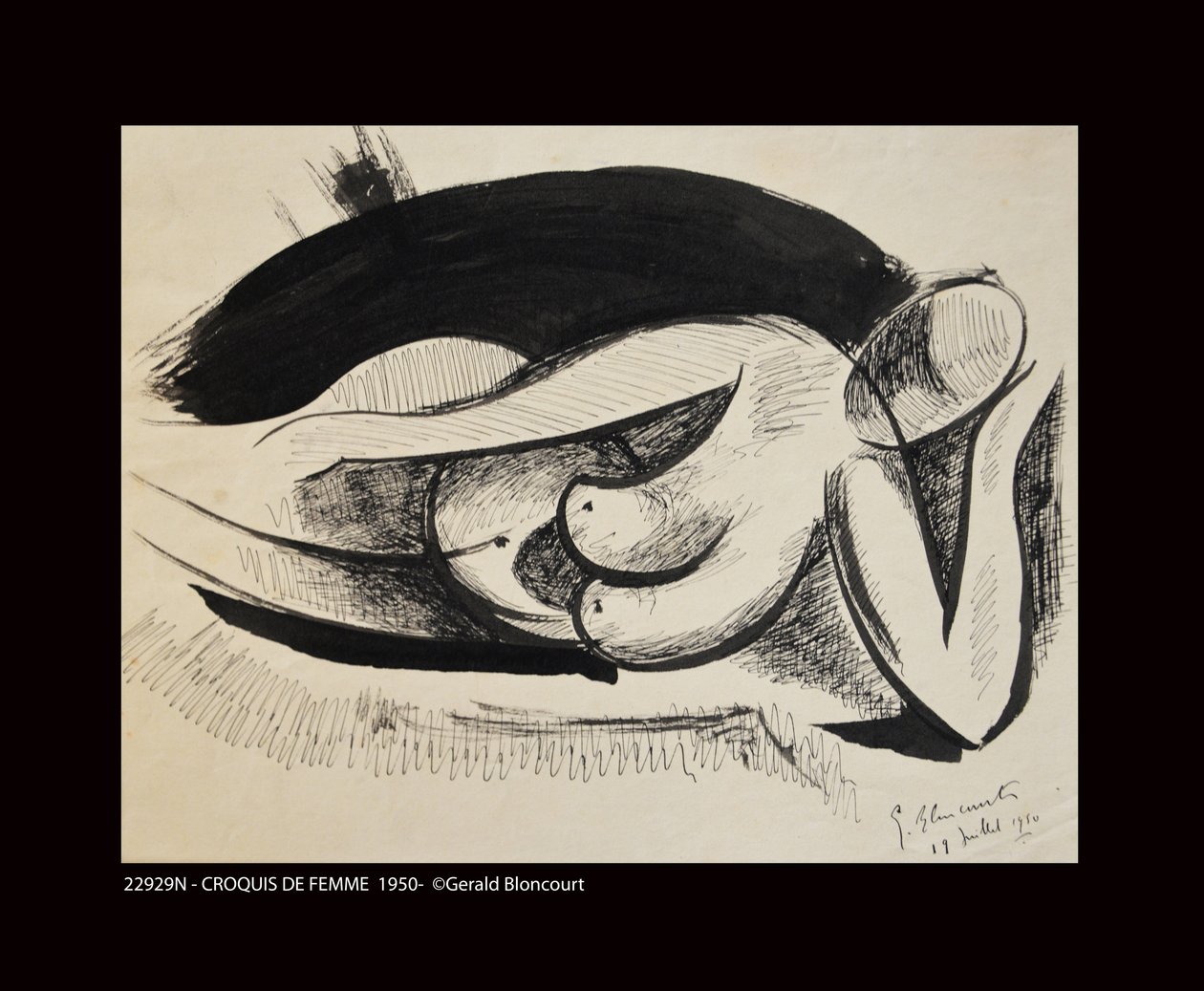 22929N - رسم تخطيطي للمرأة 1950- بواسطة غير معروف