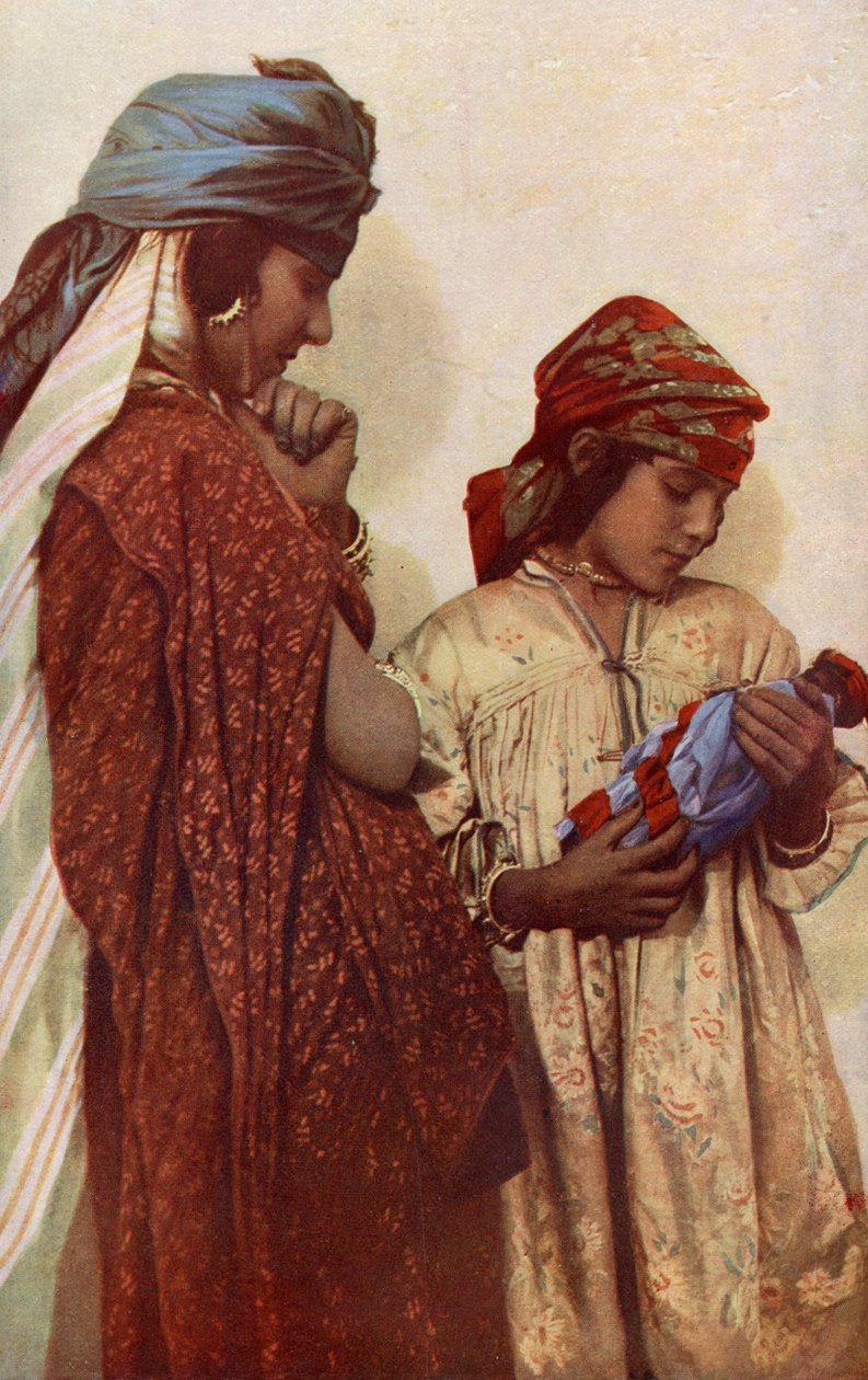 أفريقيا. زوجان من البدو الشباب في الفساتين النموذجية. 1920 بواسطة غير معروف