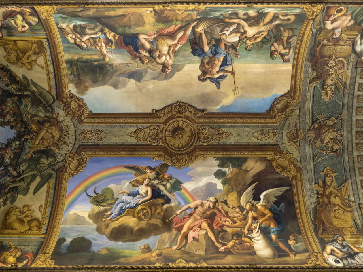 رمزي الهواء يمثل Eole و Junon. رسم قبو غاليري دوريه ، من قبل فرانسوا بيرييه (1594-1649) ، 1645. بنك فرنسا. فندق دي تولوز ، فندق دي لا فيليير السابق ، باريس - إتش بواسطة غير معروف