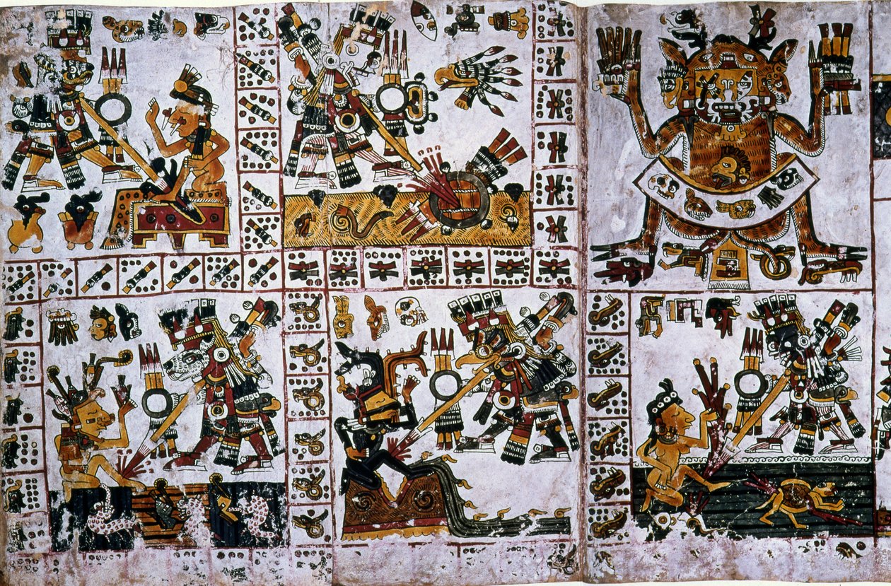 تفاصيل من نسخة طبق الأصل لصفحة من الدستور الغذائي ، تفاصيل توضح هجمات Tlauizcalpantecuhtli ، الإله فينوس بواسطة غير معروف