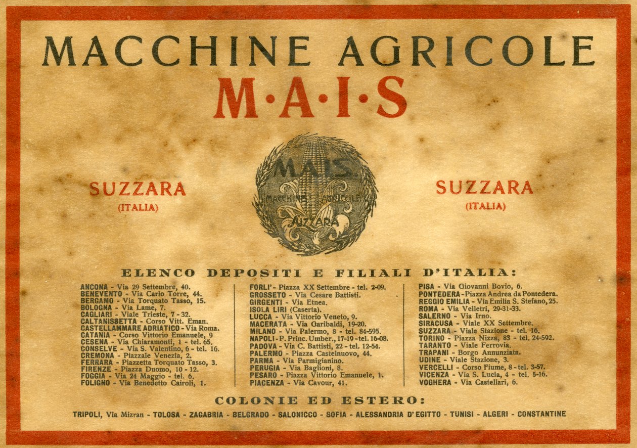 الآلات الزراعية. سوزارا ، 1925 بواسطة غير معروف