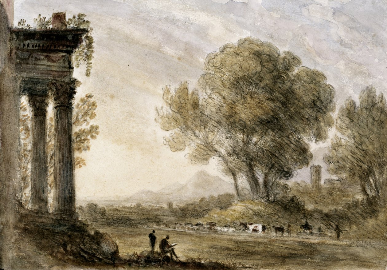 منظر طبيعي بأسلوب كلود بقلم ويليام كروتش ، 1838. بواسطة غير معروف