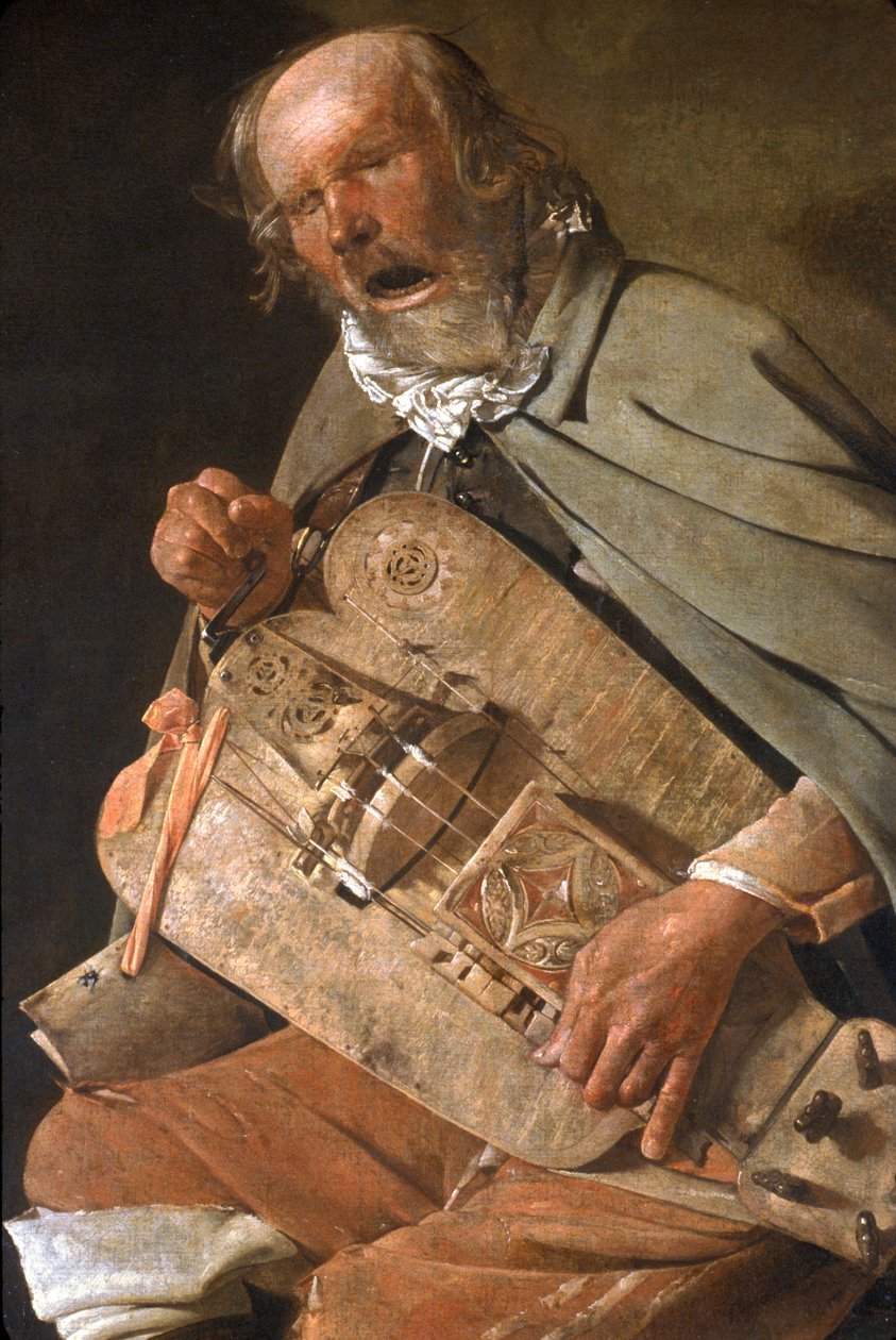 Loire Atlantique N * 093 - NantesMusee des Beaux Arts - "" Le Joueur de Vielle "" (التفاصيل) (The Vielleur مع قبعة أو Le Vielleur مع ذبابة) - بواسطة Georges de La Tour (1593-1652) ca. 1625 بواسطة غير معروف