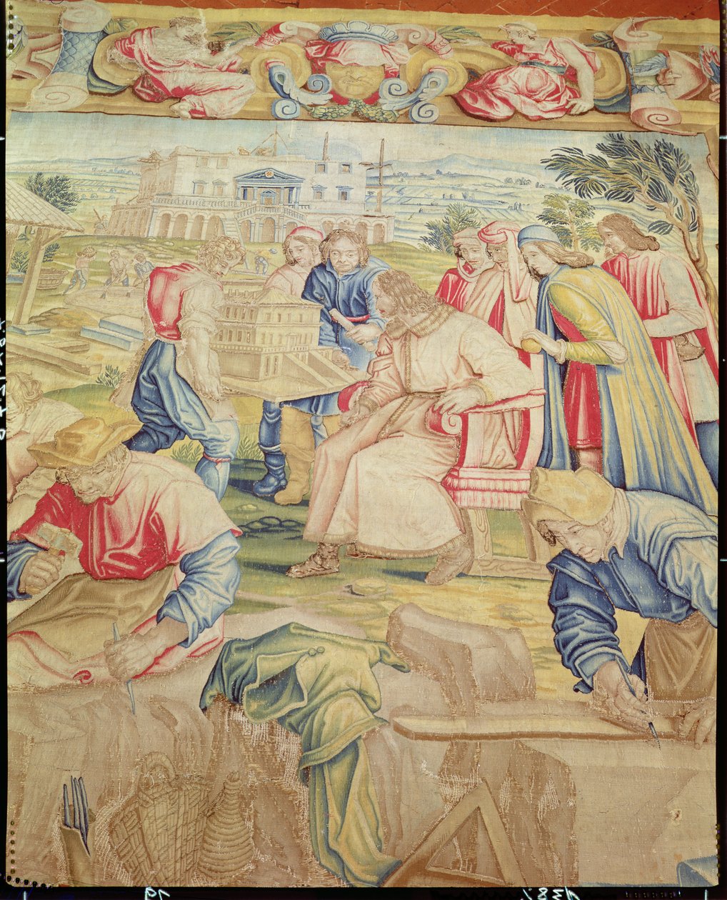 Lorenzo Medici (1449-92) و Giuliano da Sangallo (fl. 1443-1516) فحص نموذج الفيلا في Poggia a Caiano بواسطة Benedetto di Michele Squilli (fl. 1555-88) و Joannes Stradanus (ب. جان فان دي بواسطة غير معروف