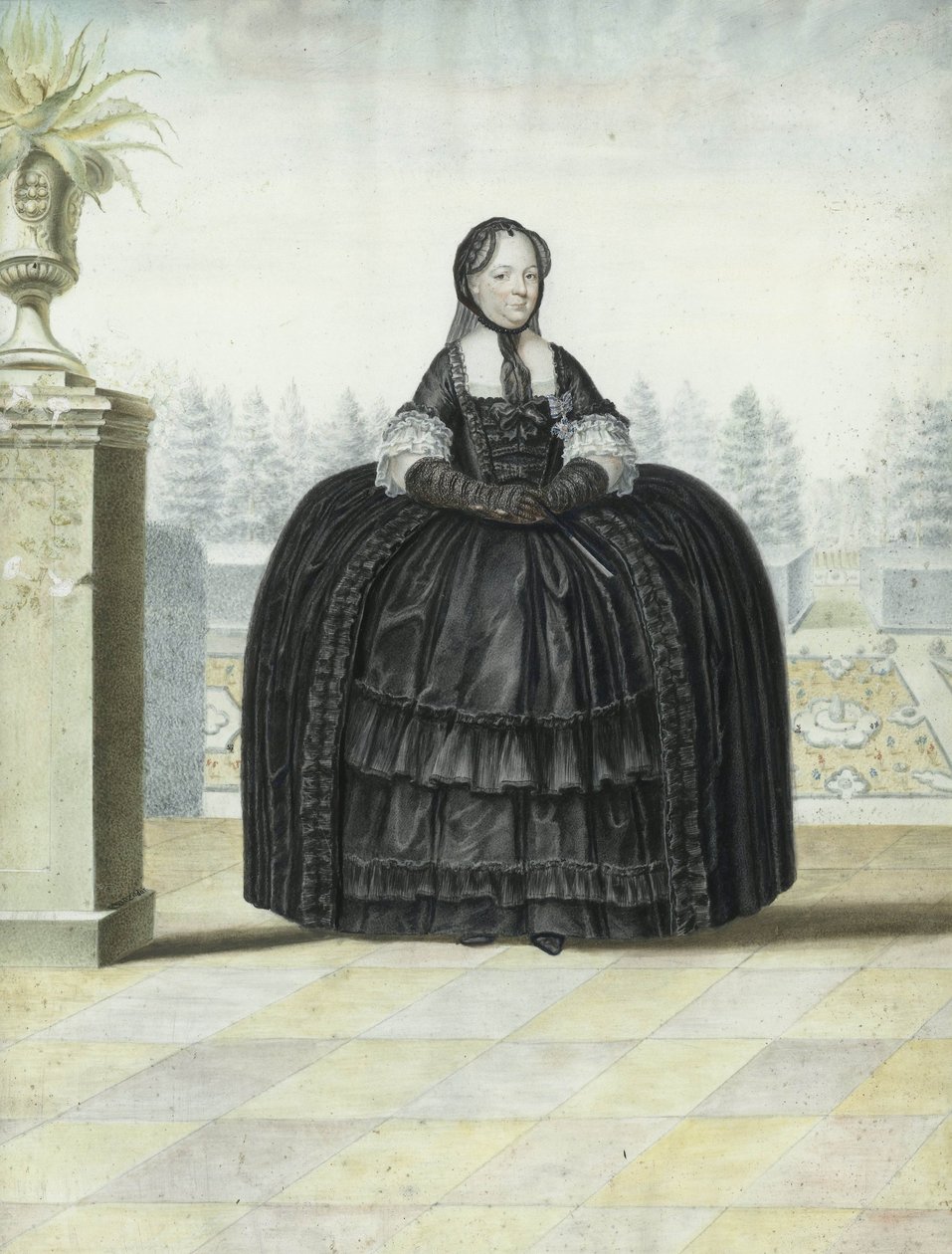 صورة لماريا تيريزا من النمسا ، c.1765-80 (ألوان مائية على ورق) بواسطة غير معروف